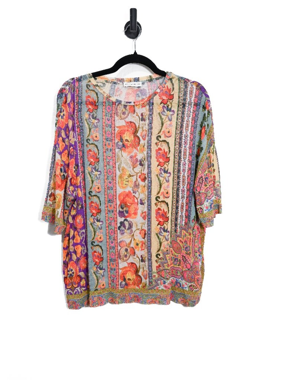 Etro Medium Flower Print Multicolor Viscose Short Sleeve Shirt